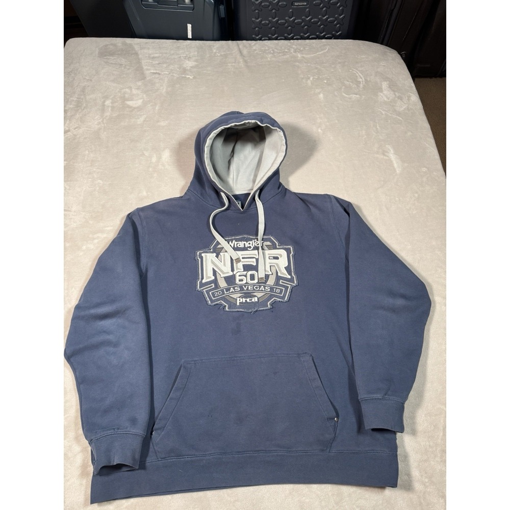 Wrangler Pro Rodeo Hoodie Pullover Mens XL Blue Western Cowboy